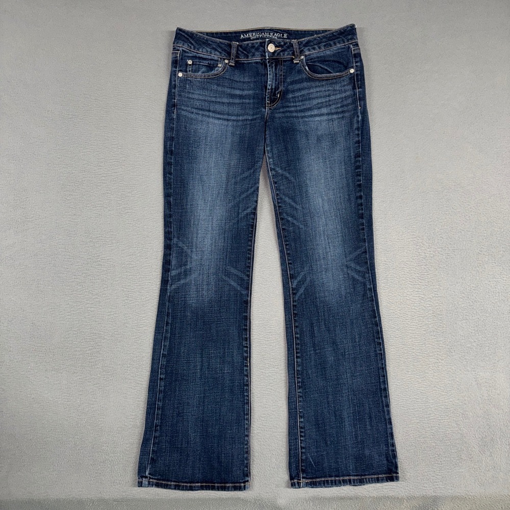 American Eagle Jeans Womens 12 Long Blue Favorite Boyfriend Stretch Dark Denim